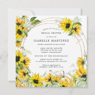 Invitation Fête des mariées de Citrouille de tournesol rustiq