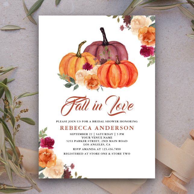 Invitation Fête des mariées de Citrouille Floral Rustique Bur (Créateur téléchargé)