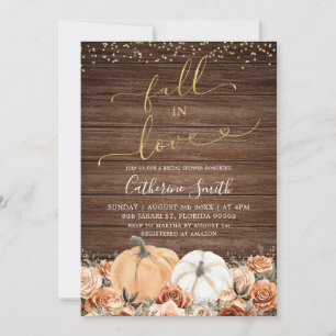 Invitation Fête des mariées de Citrouille Floral Rustique Bur