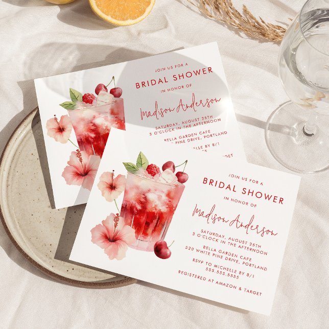 Invitation Fête des mariées de cocktails Hibiscus Tropical Ch (Créateur téléchargé)