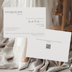 Invitation Fête des mariées de code QR beige contemporain