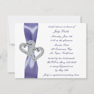 Invitation Fête des mariées de Coeurs de Diamants Bleus Viole