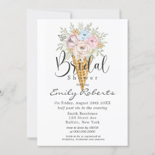 Invitation Fête des mariées de cône de crème glacée rose bleu