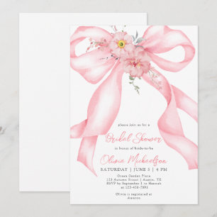 Invitation Fête des mariées de coquette Boho Boho Rose Bow Fl