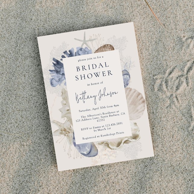 Invitation Fête des mariées de corail Beach Shells (Créateur téléchargé)