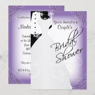 Invitation Fête des mariées de couple dans un violet élégant