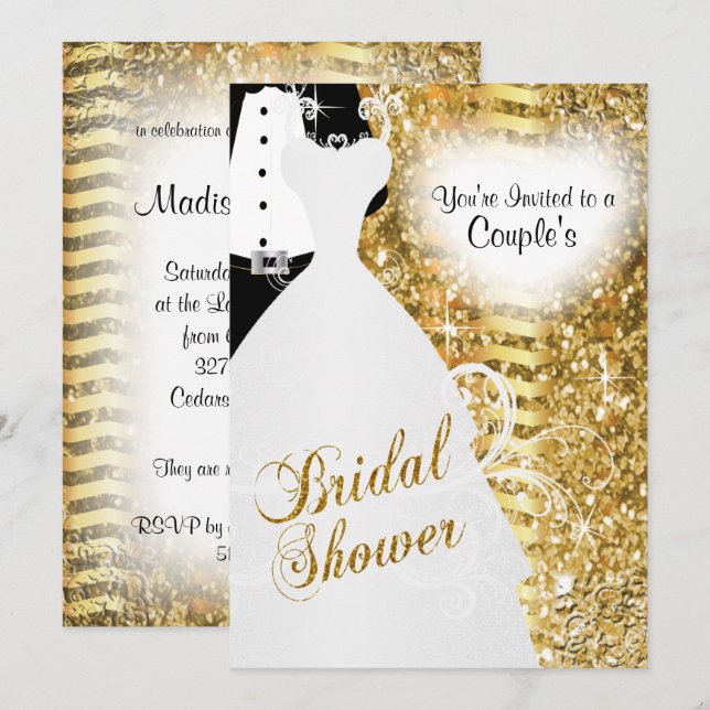 Invitation Fête des mariées de couple dans une Parties scinti (Devant / Derrière)