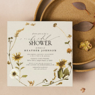 Invitation Fête des mariées de couronne de tournesol rustique