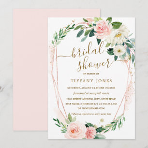 Invitation Fête des mariées de couronnes florales Roses moder