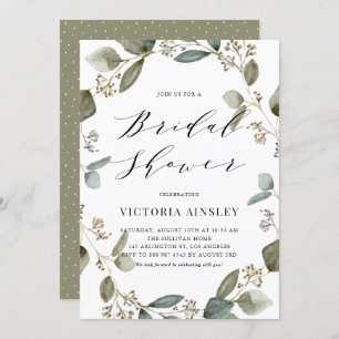 Invitation Fête des mariées de courroie d'Eucalyptus à aquare