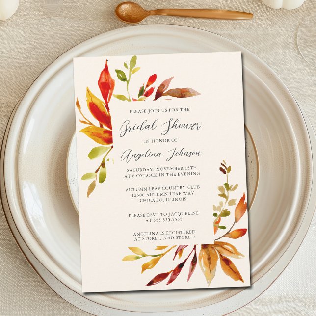 Invitation Fête des mariées de crème de l'automne de l'aquare (Créateur téléchargé)