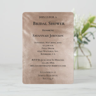Invitation Fête des mariées de crème dorée Chic Glam Rose