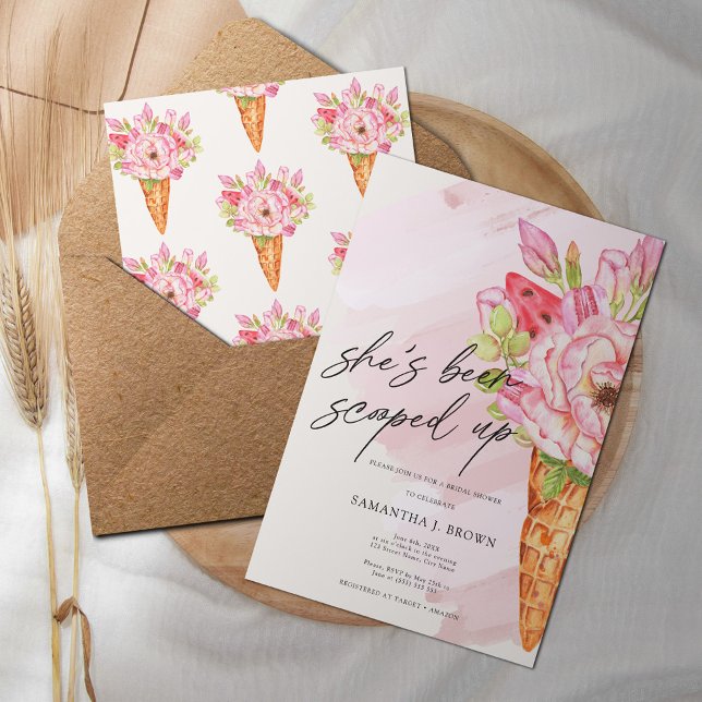 Invitation Fête des mariées de crème glacée à l'aquarelle (Créateur téléchargé)
