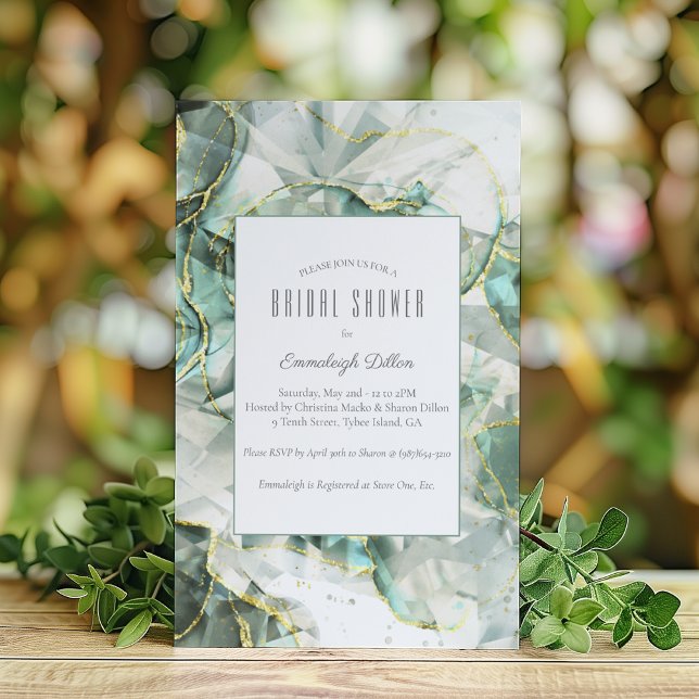 Invitation Fête des mariées de cristal d'aventurine verte Sag (Créateur téléchargé)