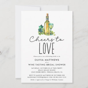 Invitation Fête des mariées de dégustation de vin à l'amour