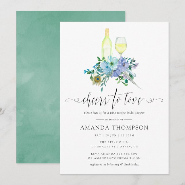 Invitation Fête des mariées de dégustation de vin de pinte et (Devant / Derrière)