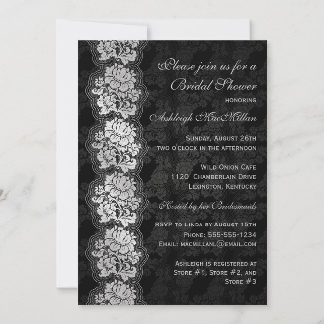 Invitation Fête des mariées de dentelle florale no (Devant)