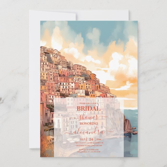 Invitation Fête des mariées de destination Italie moderne et  (Devant)