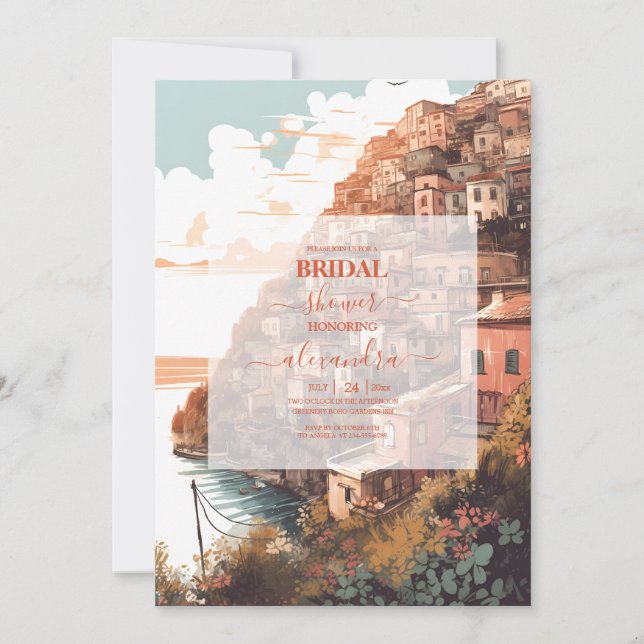 Invitation Fête des mariées de destination Italie moderne et  (Devant)