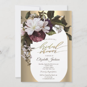 Invitation Fête des mariées de diamants or aux fleurs de Bour