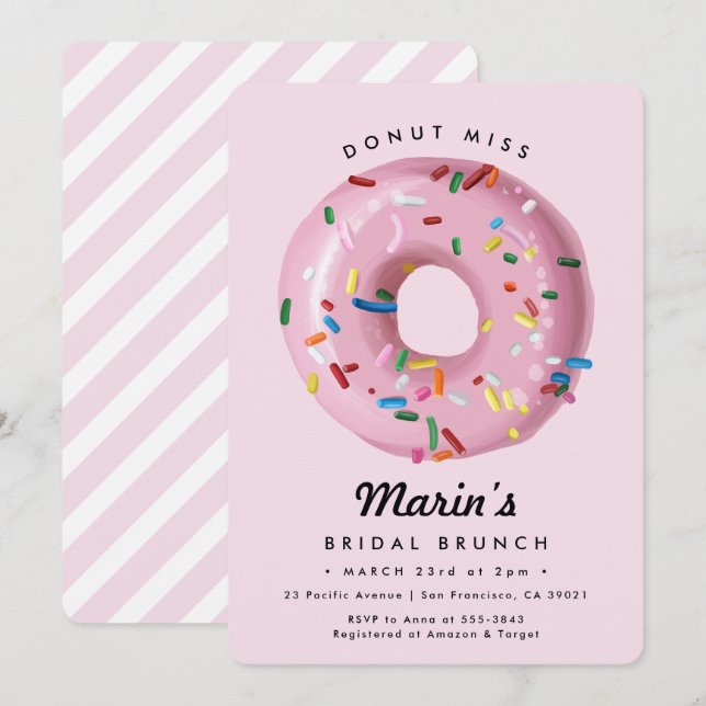 Invitation Fête des mariées de Donut Arc-en-ciel rose (Devant / Derrière)