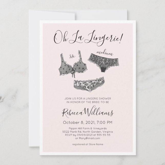 Invitation Fête des mariées de douche à lingerie aquarelle (Devant)