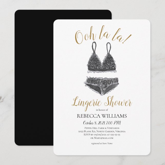 Invitation Fête des mariées de douche à lingerie aquarelle (Devant / Derrière)