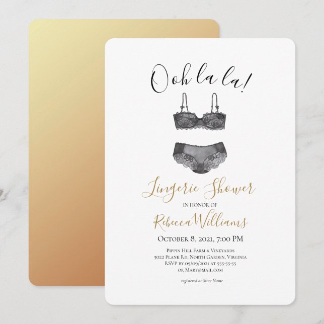 Invitation Fête des mariées de douche à lingerie aquarelle (Devant / Derrière)