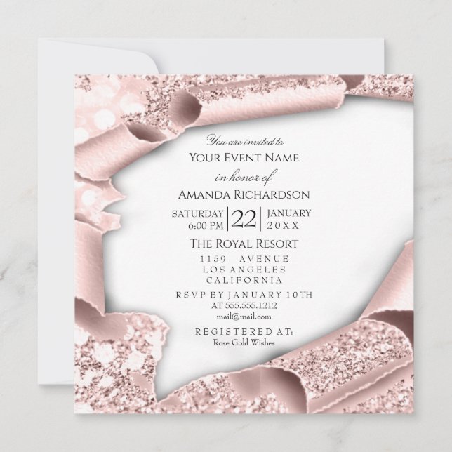 Invitation Fête des mariées de fête d'anniversaire Rose blanc (Devant)