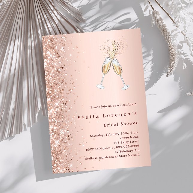 Invitation Fête des mariées de fête de l'or rose (Créateur téléchargé)