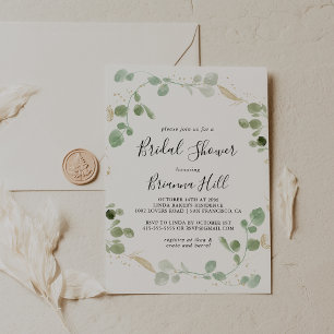 Invitation Fête des mariées de feuillage Gold Confetti Eucaly