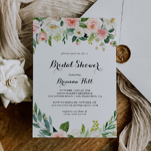 Invitation Fête des mariées de feuillage vert floral simple