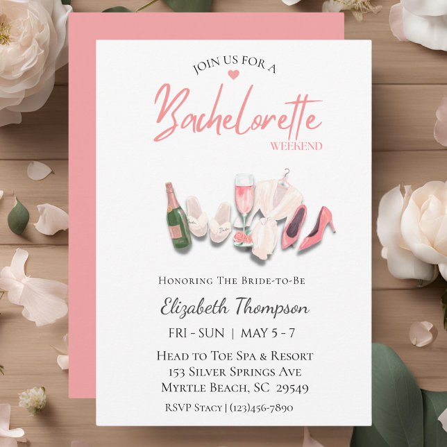 Invitation Fête des mariées de fin de semaine spa Bachelorett (Créateur téléchargé)