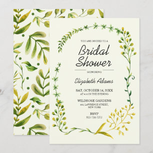 Invitation Fête des mariées de fines herbes de feuillage aqua