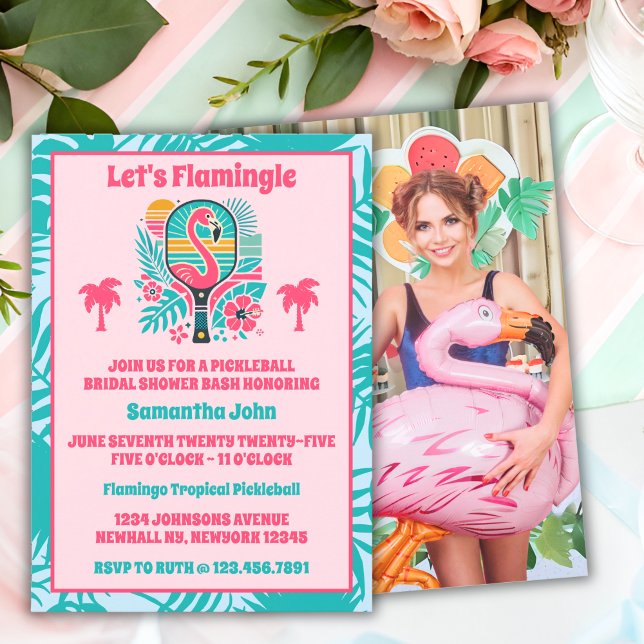 Invitation Fête des mariées de Flamant rose rétro (Bridal Shower Invitation)