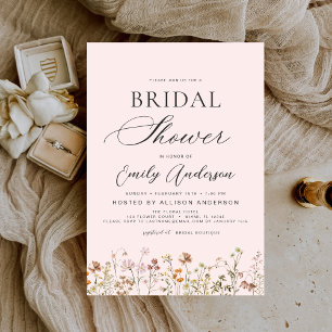 Invitation Fête des mariées de Fleur sauvage Boho Rose