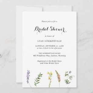 Invitation Fête des mariées de Fleur sauvage de Boho Rustique