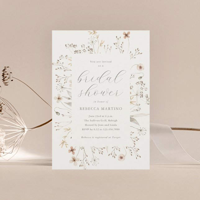 Invitation Fête des mariées de Fleur sauvage de cadre Floral  (Créateur téléchargé)