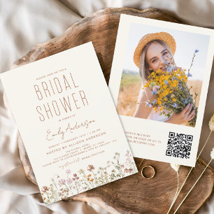 Invitation Fête des mariées de Fleur sauvage de code QR - Inv