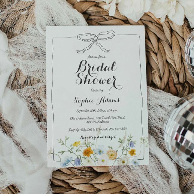 Invitation Fête des mariées de Fleur sauvage de la main dessi (Créateur téléchargé)