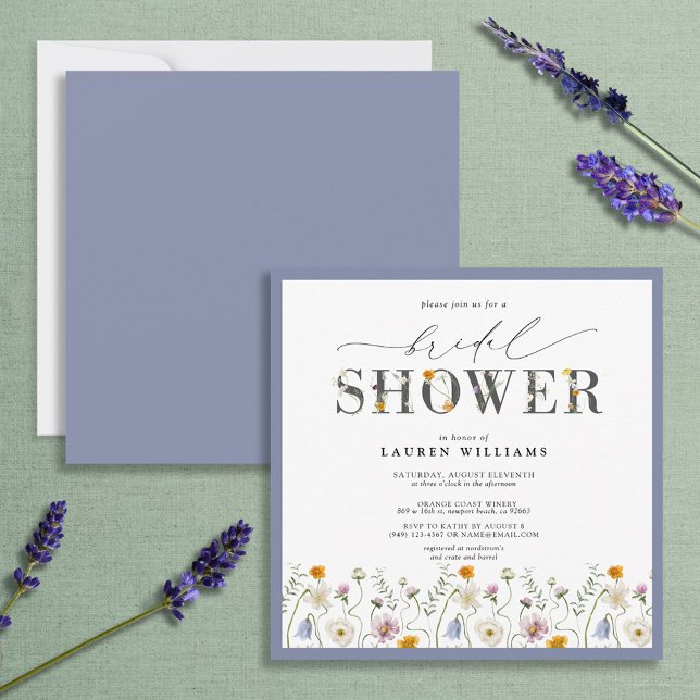 Invitation Fête des mariées de Fleur sauvage Dusty Blue Laven (Créateur téléchargé)
