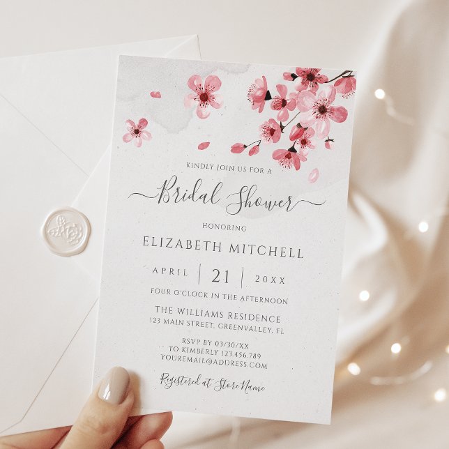 Invitation Fête des mariées de fleurs de cerisier d'aquarelle (Créateur téléchargé)