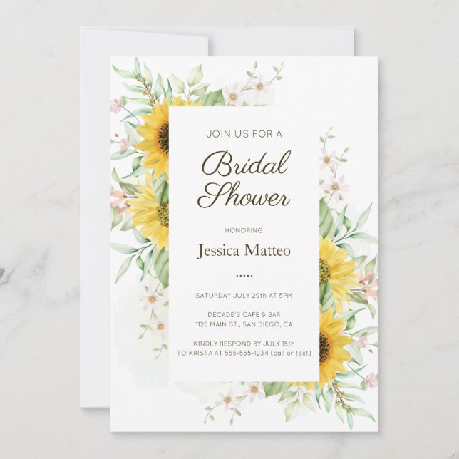 Invitation Fête des mariées de fleurs de soleil Boho (Devant)