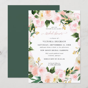 Invitation Fête des mariées de fleurs rose pâle Aquarelle