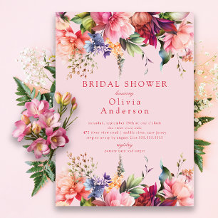 Invitation Fête des mariées de fleurs roses