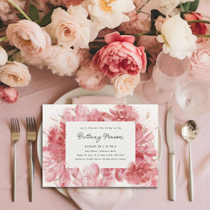 Invitation Fête des mariées de fleurs roses