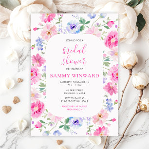 Invitation Fête des mariées de fleurs roses florales