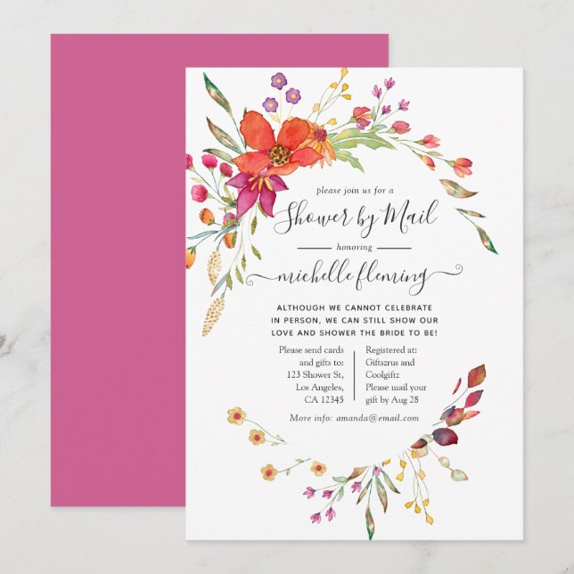 Invitation Fête des mariées de fleurs sauvages de printemps p (Devant / Derrière)