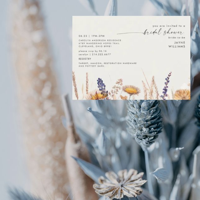 Invitation Fête des mariées de fleurs séchées à la crème douc (Créateur téléchargé)