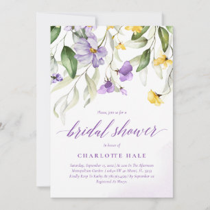 Invitation Fête des mariées de fleurs violettes